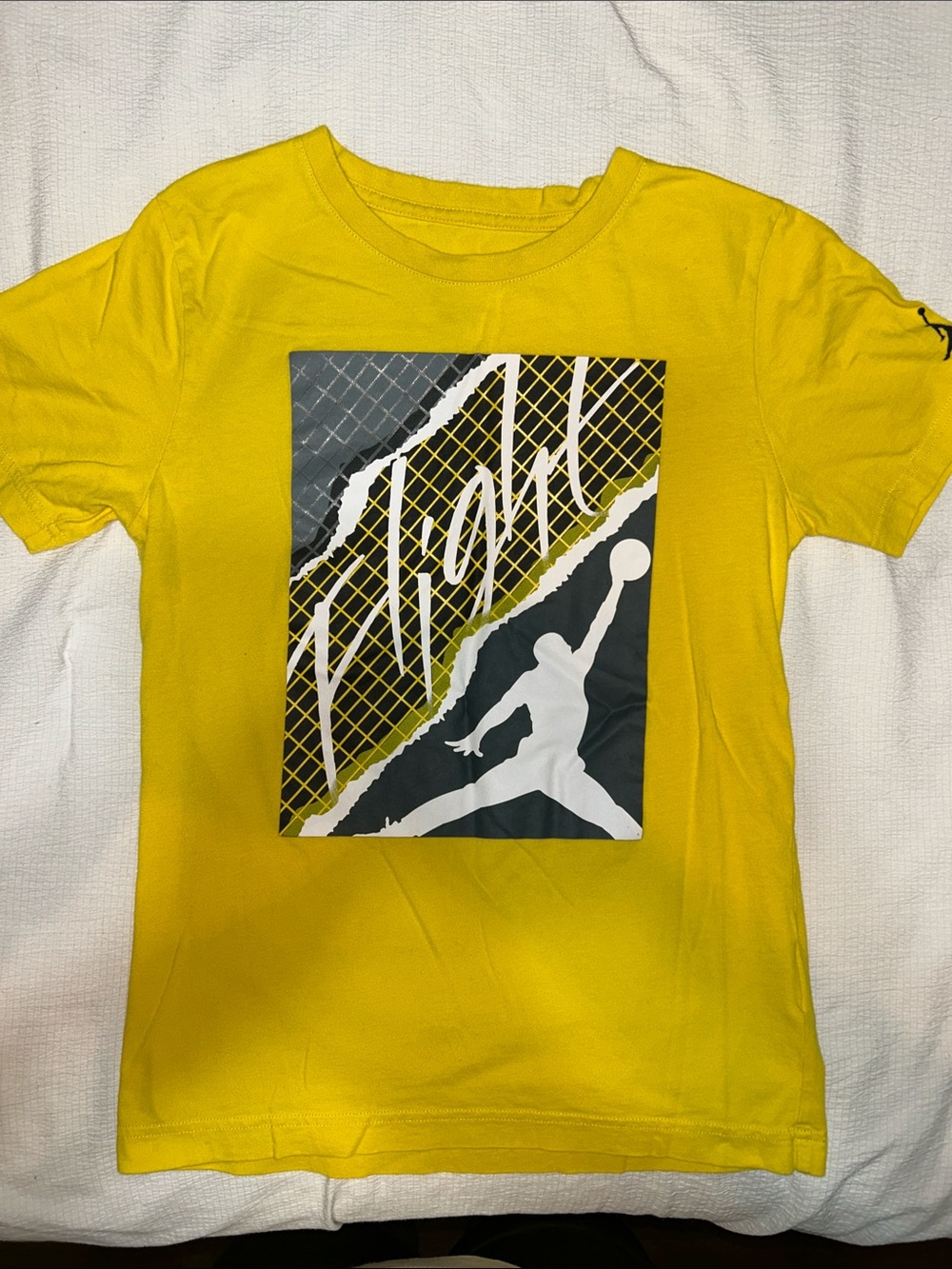 Jordan Yellow Short-Sleeve Graphic Tee with White Jumpman